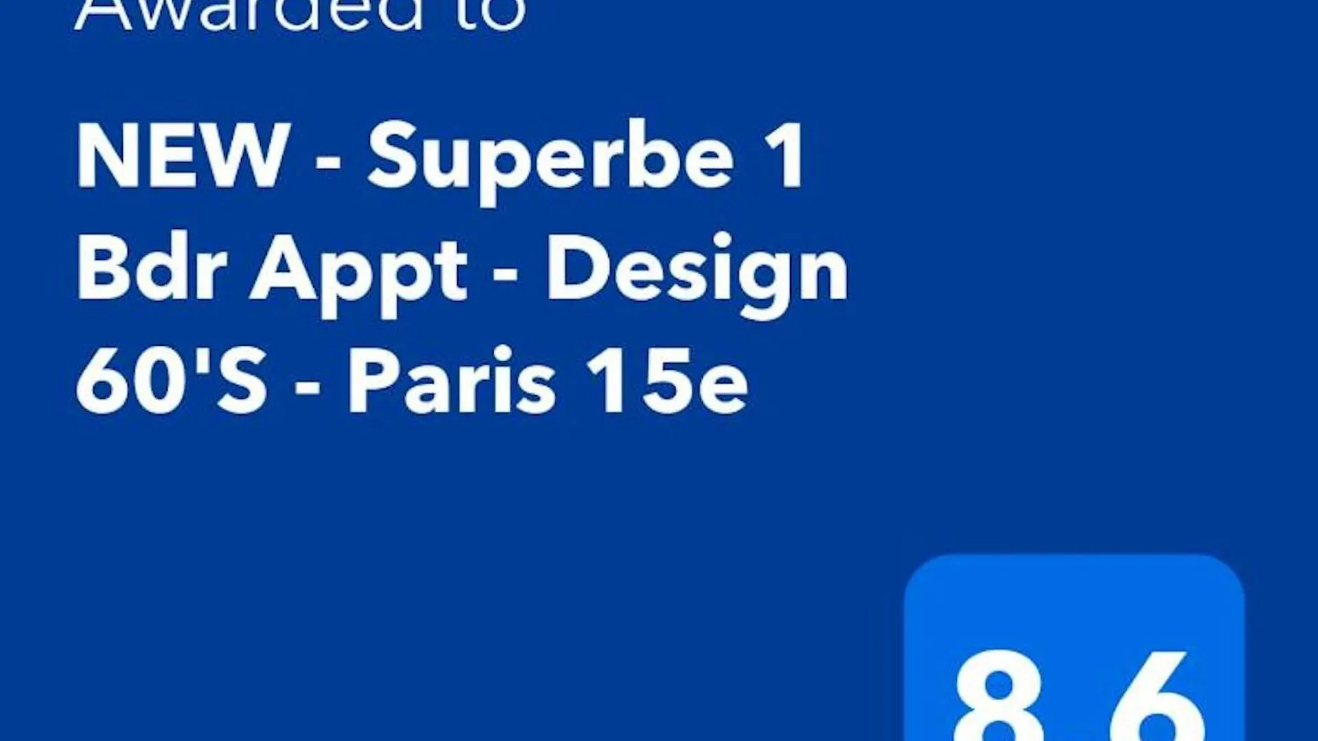 New - Superbe 1 Bdr Appt - Design 60's - 15e
